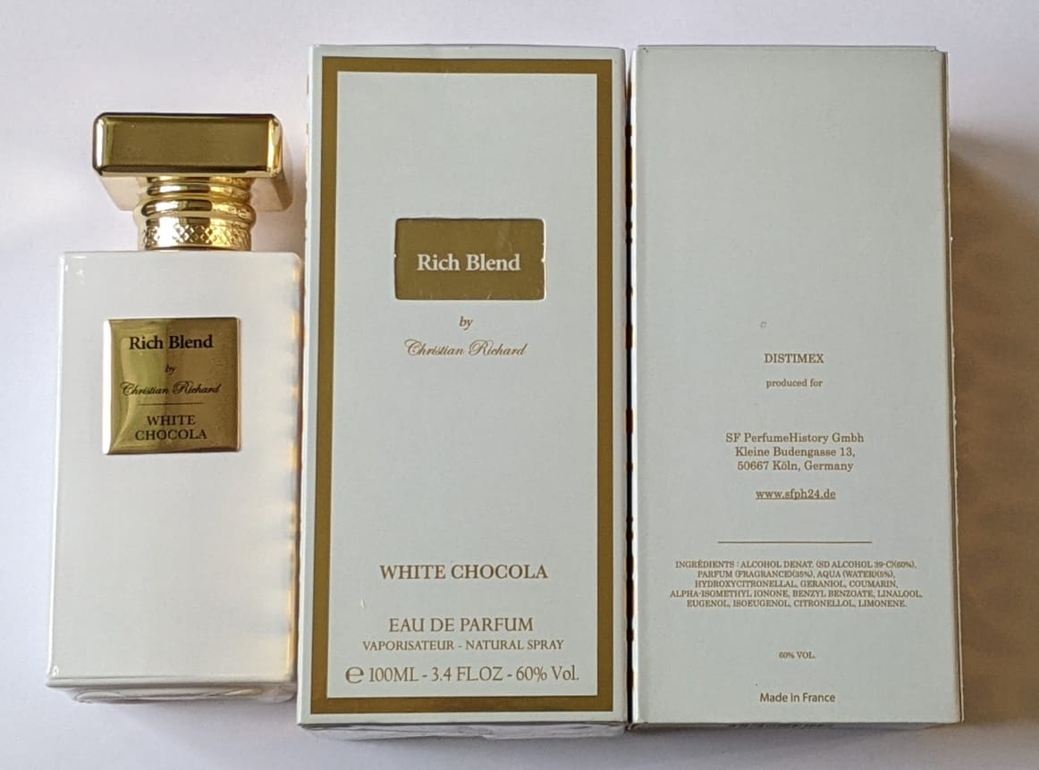 Richard maison de parfum white chocolate. Белый шоколад духи Кристиан Ричард. Christian Richard White Chocola 100 ml. Ричард Вайт шоколад духи. Ричард белый шоколад духи.